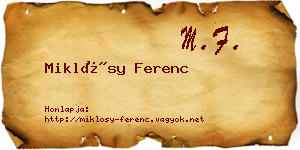 Miklósy Ferenc névjegykártya