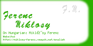 ferenc miklosy business card